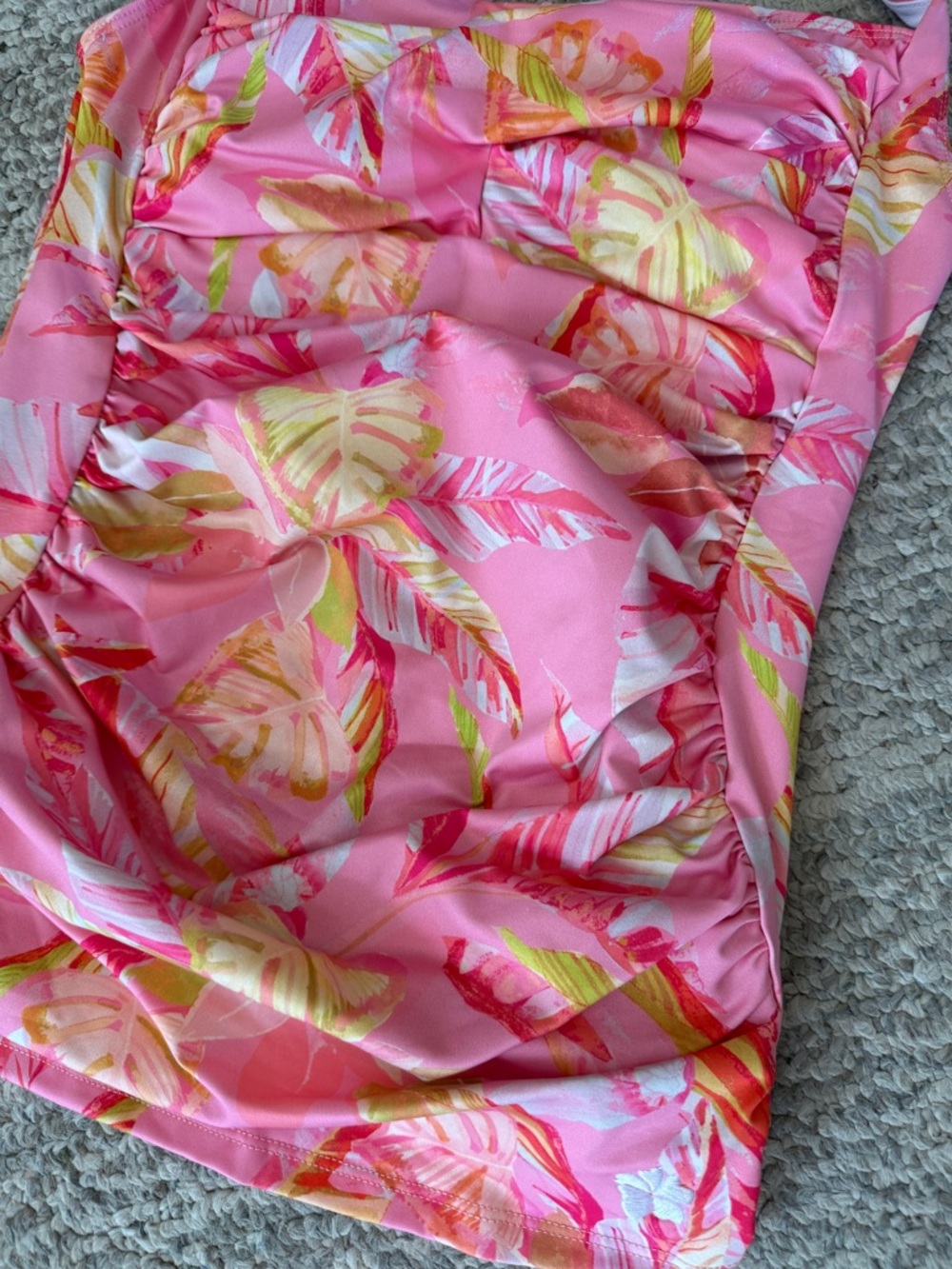 NWT Hapari Pink Tropical Tankini Top Size L Ruched Floral Swim Top - Picture 3 of 10